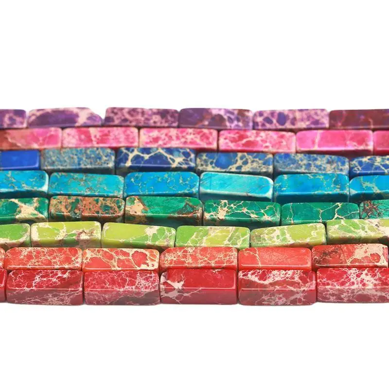 4*13mm Natural Stone Crystal Agate Rectangular DIY Square Beads For Jewelry Making