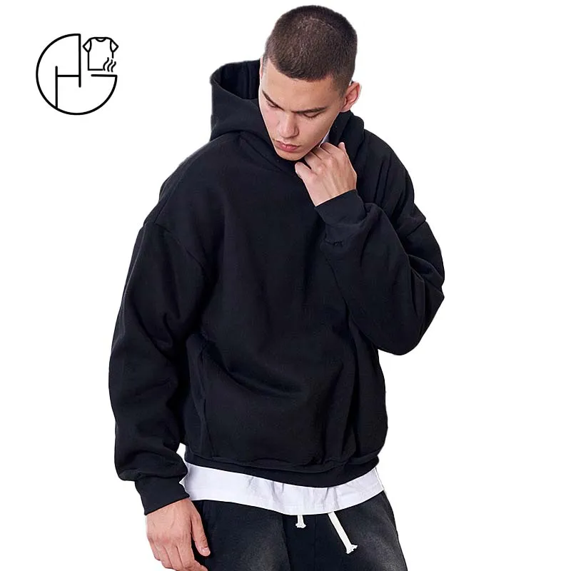 YWGH weighted hoodies blank oversized printed high quality full zip up 500 gsm hoodie oversized men