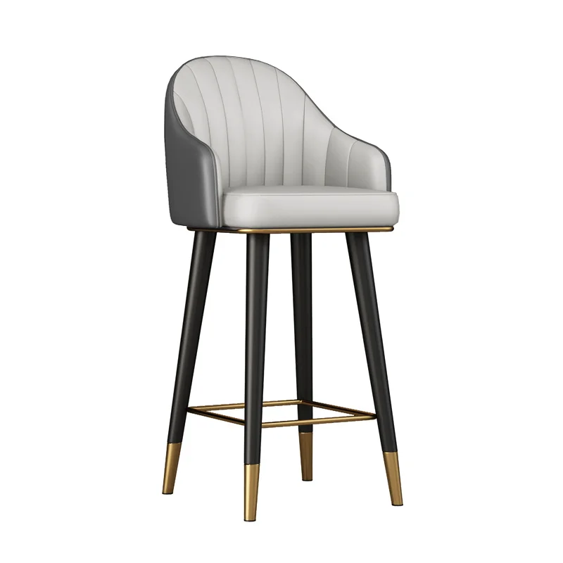 Fashion LuxuryMetal Iron Bar Stools Armrest for Home Nordic Minimalist Bar Chairs Upholstered Leather High Legs Factory Direct