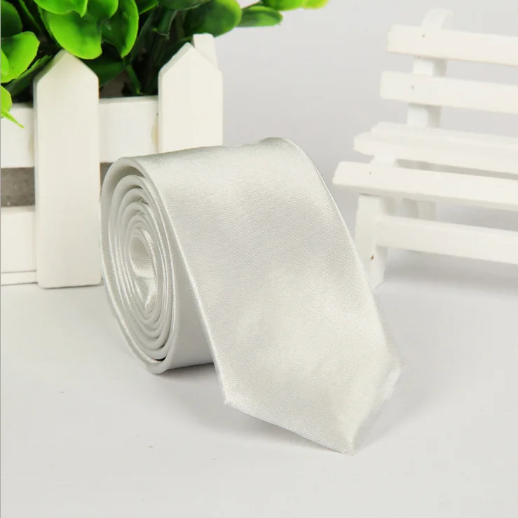 Wholesale 24 Color 5CM Slim tie Solid Color Sage Green Polyester Narrow Skinny Neckties For Man
