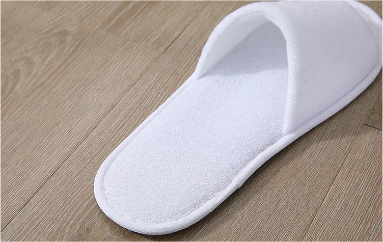 stock hotel spa disposable white terry cloth open toe EVA slipper