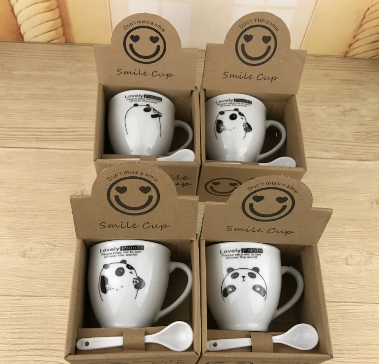 Promotional gift custom logo ceramic coffee mug with spoon