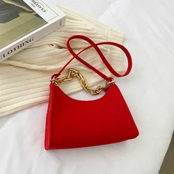 Z204 Fashion Casual Felt Shoulder Underarm Bag for Women Crossbody Tote Purse Shopping Bag Messenger Satchel With Metal Chain