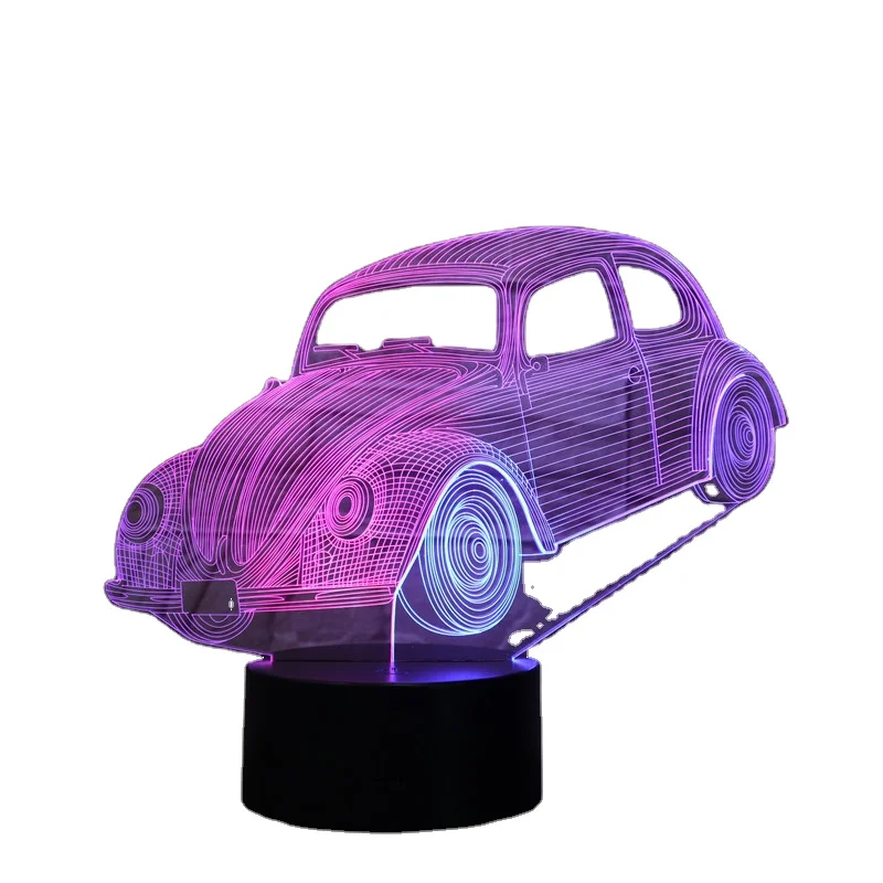 
Car shape 3D Lamp double color 3D illusion black plastic base 7 color light Christmas day birthday gift 