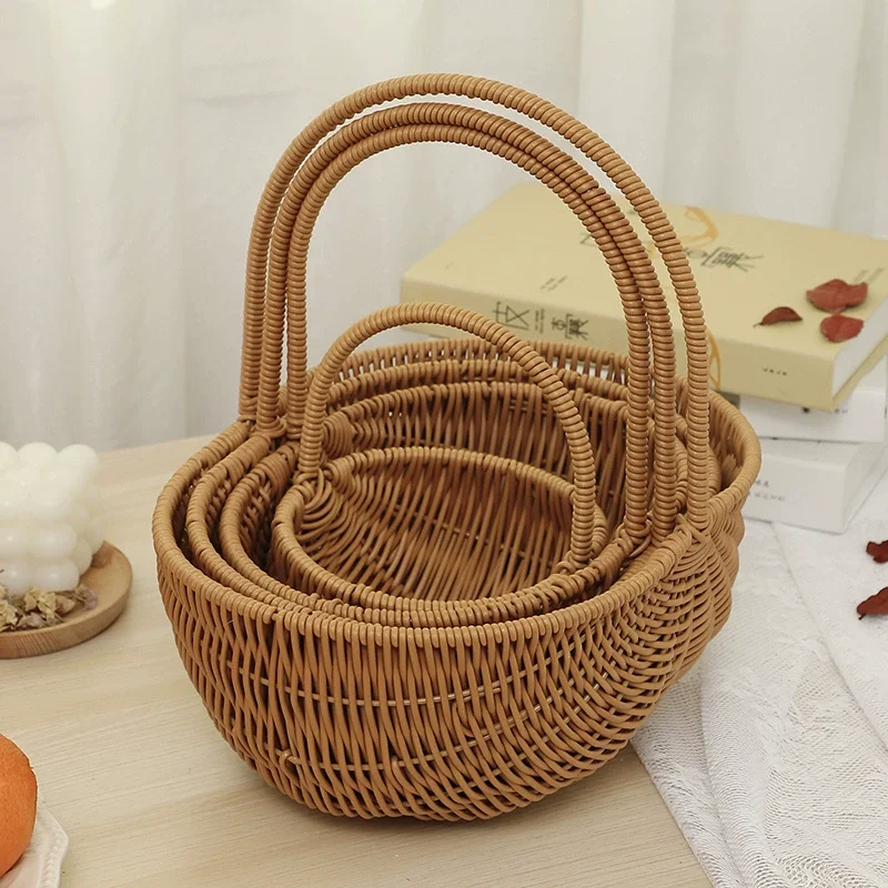 Wholesale Picnic Basket Set Baskets Rattan Handmade Woven Insulated Food Kids Plastic Cheese And Wine Decorative Gift