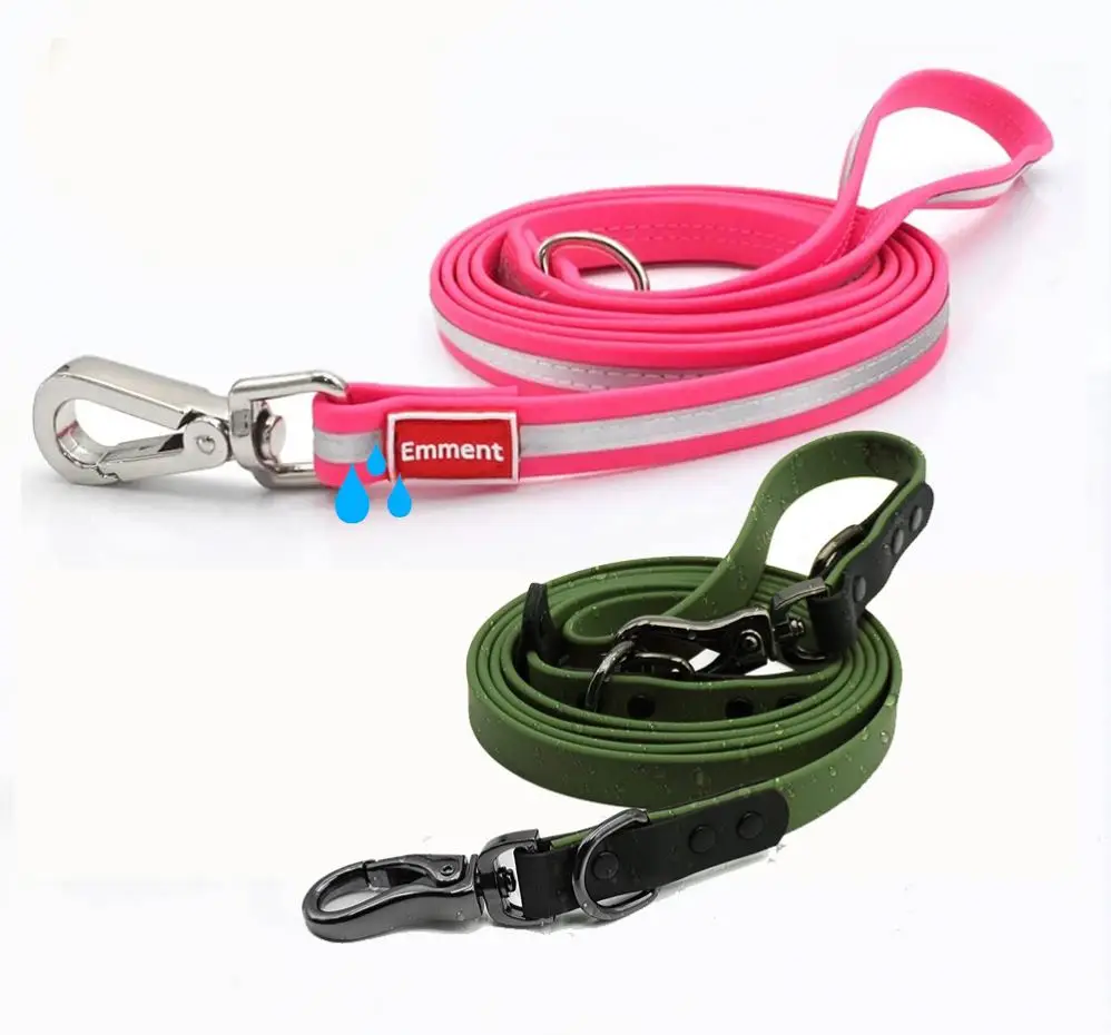 Custom Color Heavy-Duty Trainer Dog Rope Leash Soft Waterproof PVC Material Reflective Pattern Rivet Decoration Walking Pets