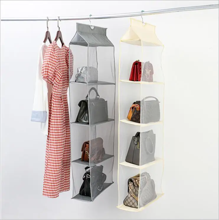Hanging Handbag Organizer Dust Proof Storage Holder Bag Wardrobe Closet for Purse Clutch with 6 Larger Pockets for Organizing