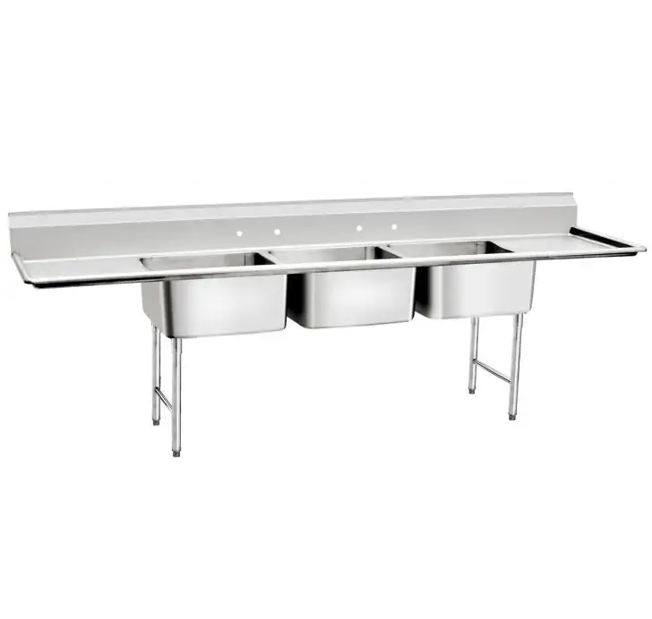 Restaurant Equipment Wholesale 3 Compartment Commercial Sink Food Prep Table/Double Drainer 3 Compartment Commercial Hotel sink