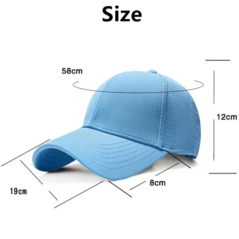 High Quality Quick Dry Hard Structured Waterproof Breathable Laser Cut Hole Lightweight Running Cap Baseball Mesh Sport Cap