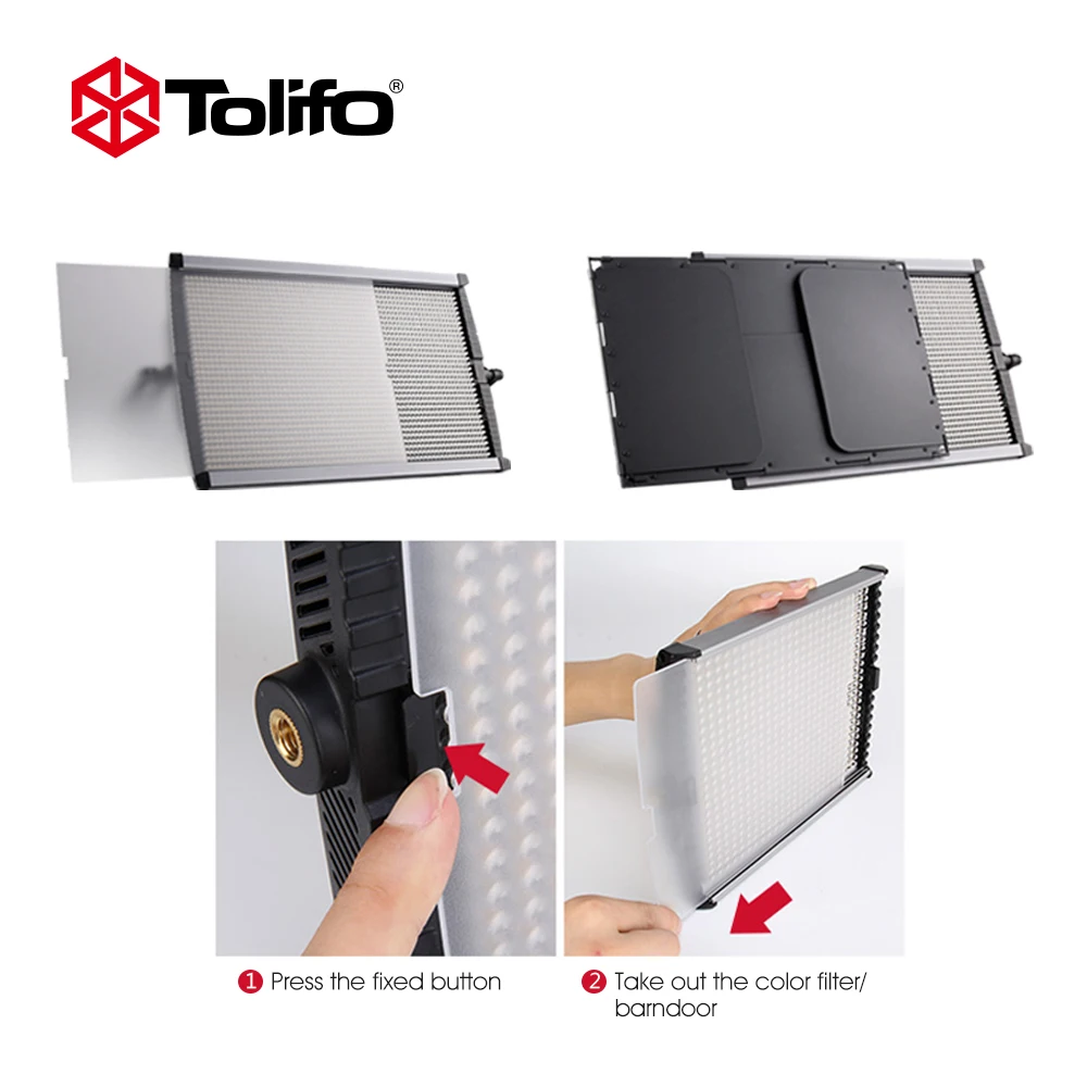 Tolifo aluminum alloy professional panel video studio lighting with rechargeable battery DMX and LED display for photography