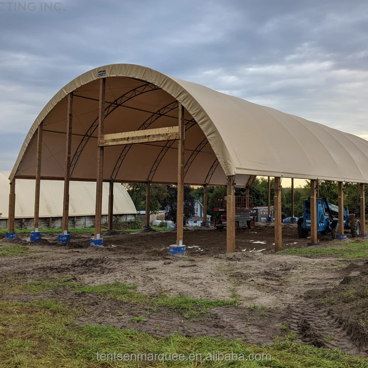 Factory Price Fabric Warehouse Tent Storage Shelter 12 M X 18 0.55Kn Wind Snow Loading Hot Dip Truss