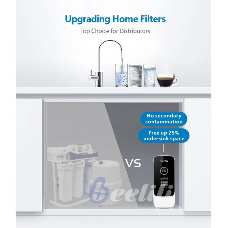 Beelili  4 stages FilterPP: 3013-RO 600GPD  UDF CTO Filter under sink water filter machine for home