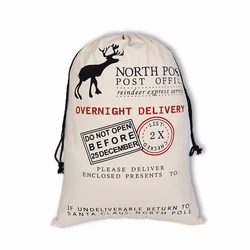 2022 Hot Selling Large Drawstring Pouches Christmas Eco-friendly Cotton Bag Reindeer Santa Sacks Christmas Gift Bags