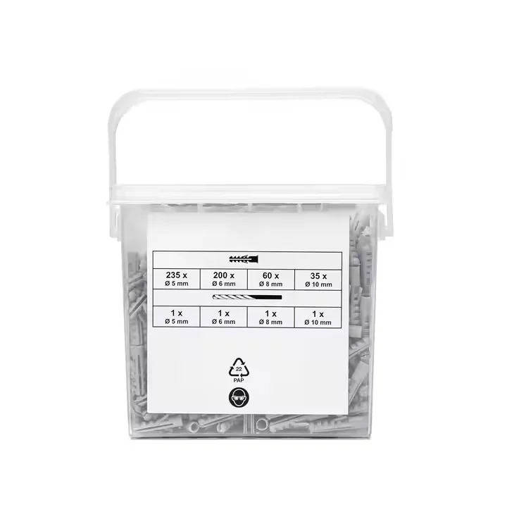 Transparent Hand Tool Endurable Anchor Screws 520pcs drywall plastic wall plug nylon anchor assortment