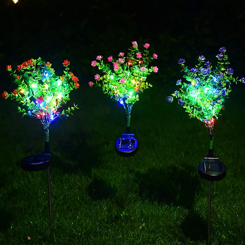 Wholesale Hot Outdoor Led Waterproof Solar Powered Garden Smart Cherry and Rose Flower Landscape Decorative Lamp Light