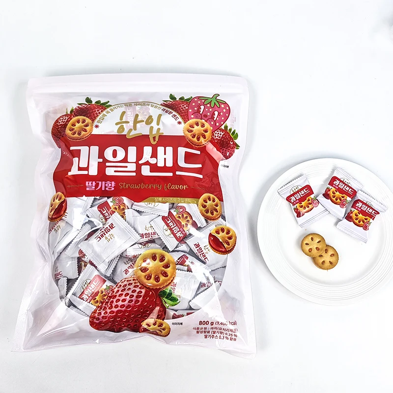 800g New design Jam filling sandwich cracker fresh fruit jam biscuits snacks