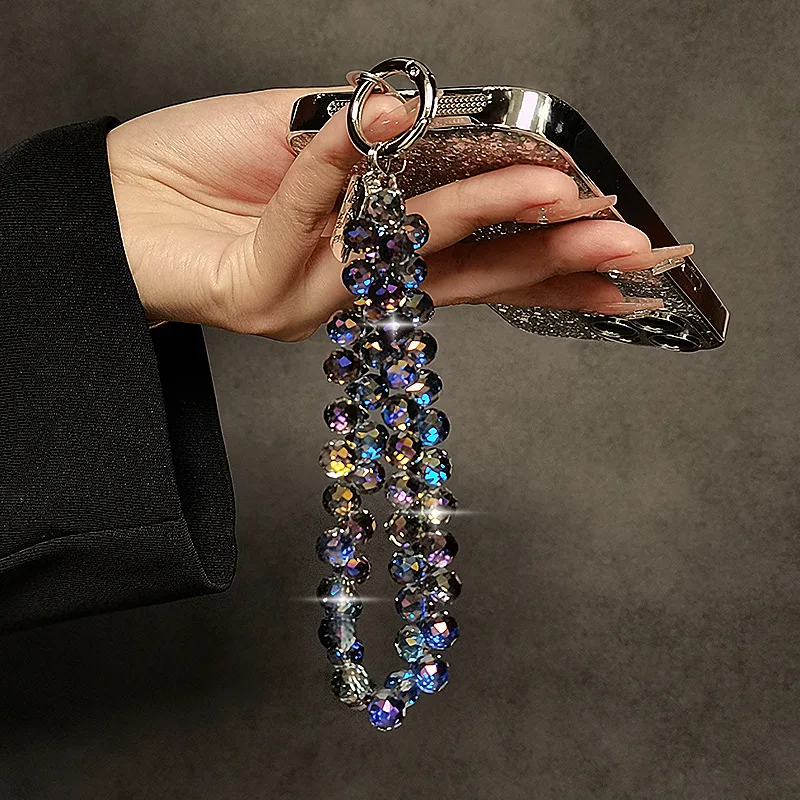 Stylish Bling Crystal Beads Phone Strap Charm Pendant Bracelet For Iphone Airpods Accessories Bag Women Girl Hanging Cord