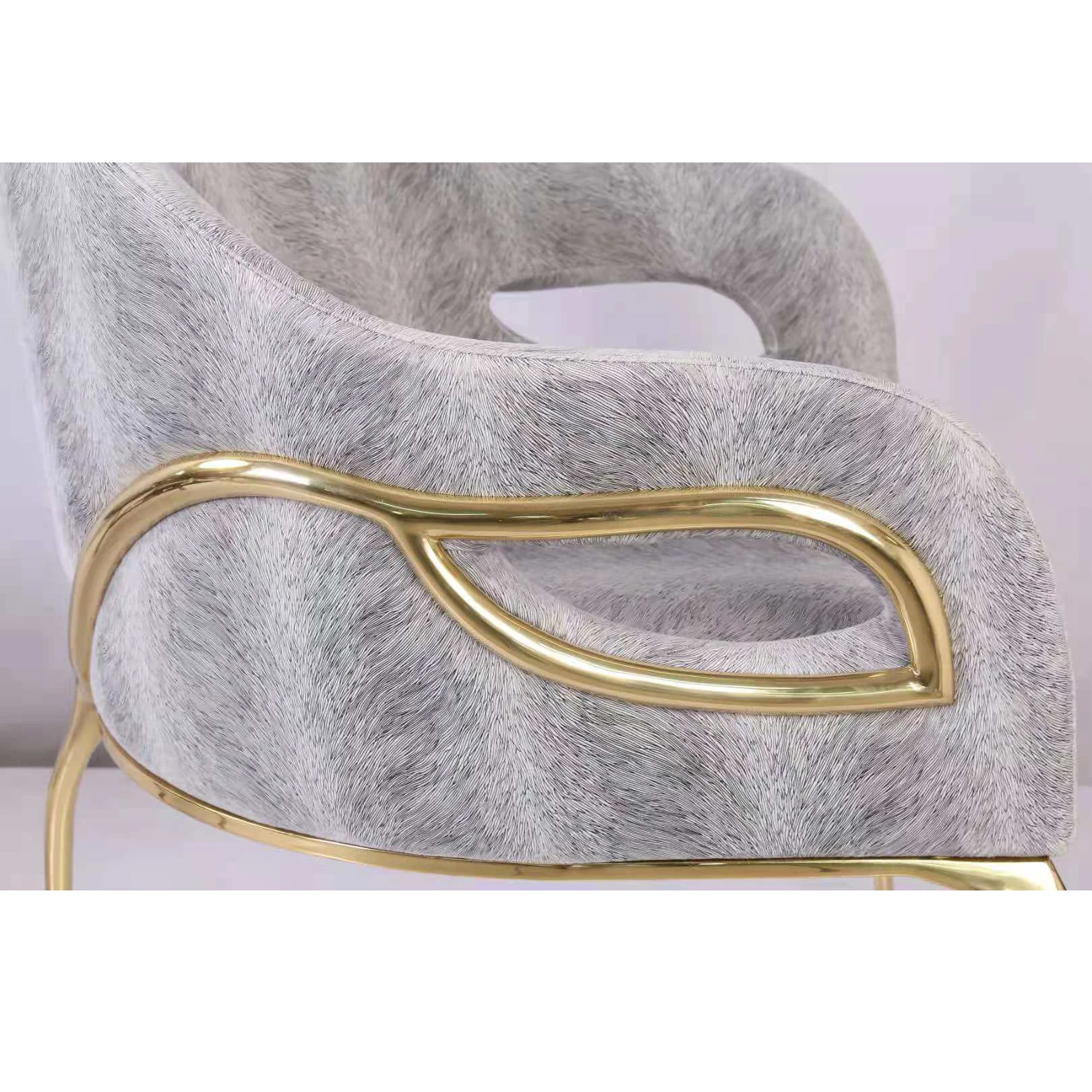 Free Sample Wholesale Design Room Furniture Gray Velvet Modern Luxury Dining Chairs with Metal Legs Brass Gold
