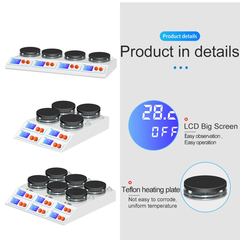 4 Multi Position Lab Hot Plate Magnetic Stirrer