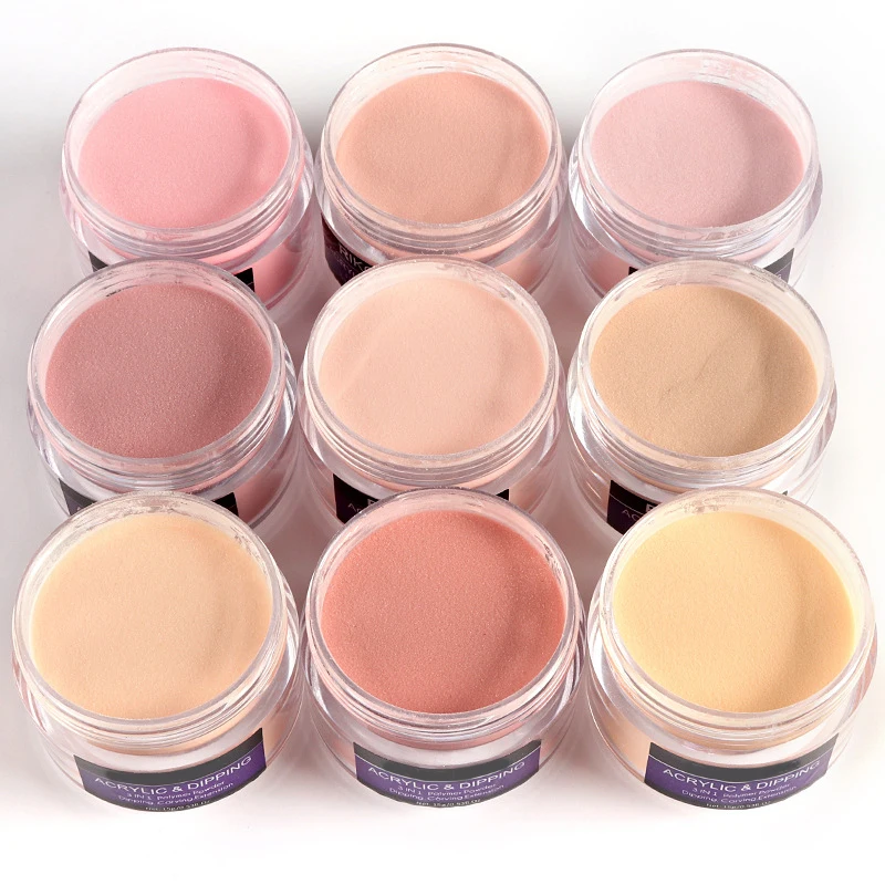 customize 15g bottled nail acrylic powder wholesale high clearest white nuder dip color crystal powder resin powder acrylic nail