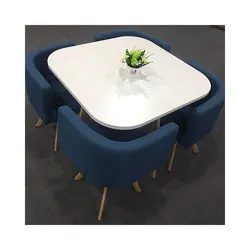 wooden transfer print five pieces dining chair and square table for dinning