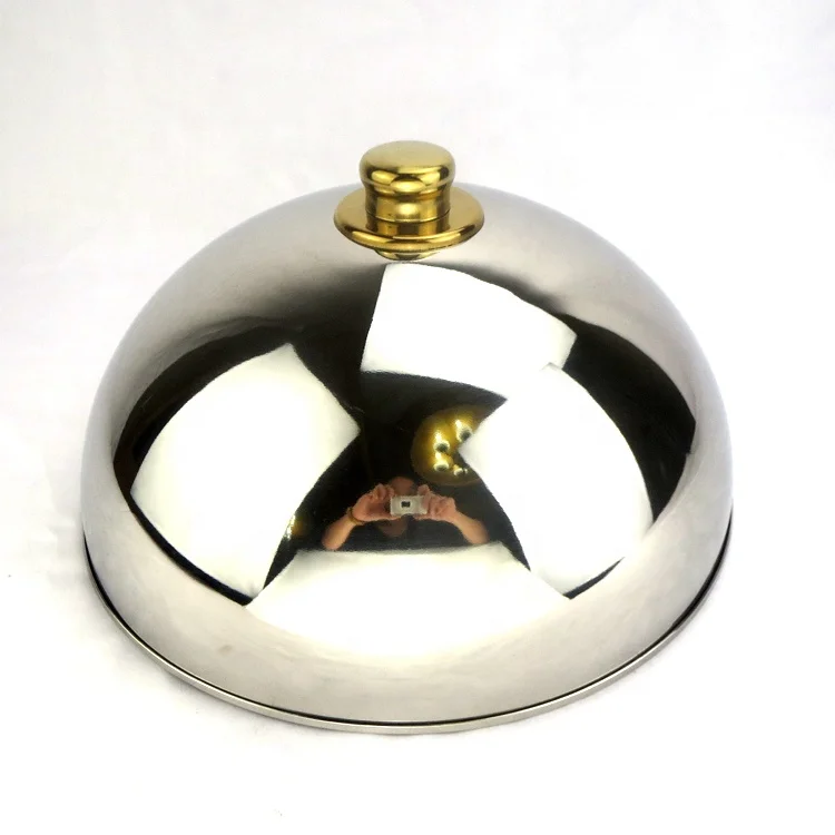 
Restaurant buffet catering luxury banquet food display warmer hotel metal stainless steel beef steak dome dish plate food cover 