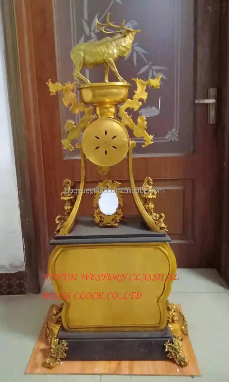 western classical brass clock  auspicious deer decorative clock  bronze clock
