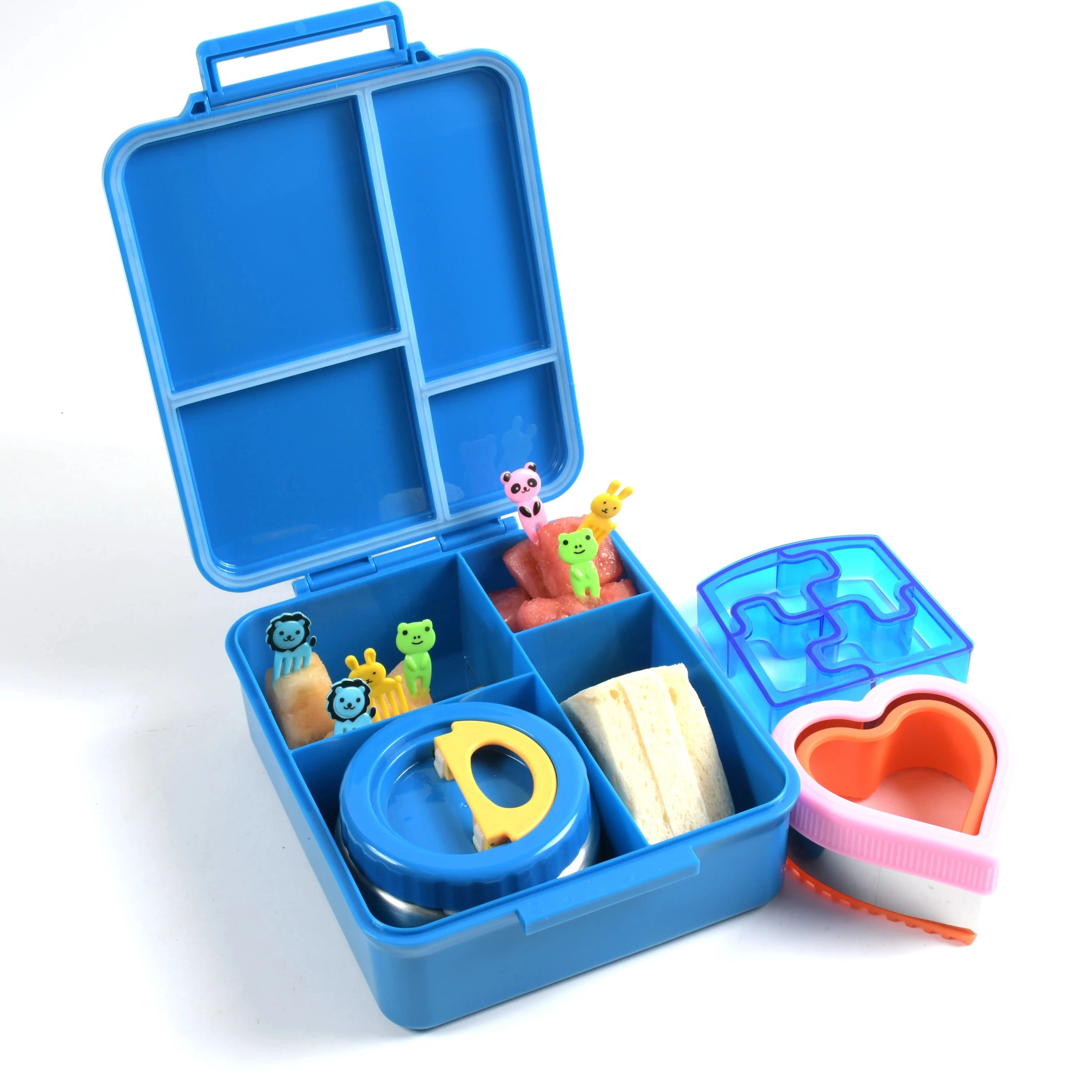 Aohea Plastic Lunch Box Rectangle 4 Compartment Bento Bpa Free Mcirowave Safe Kids Lunchbox