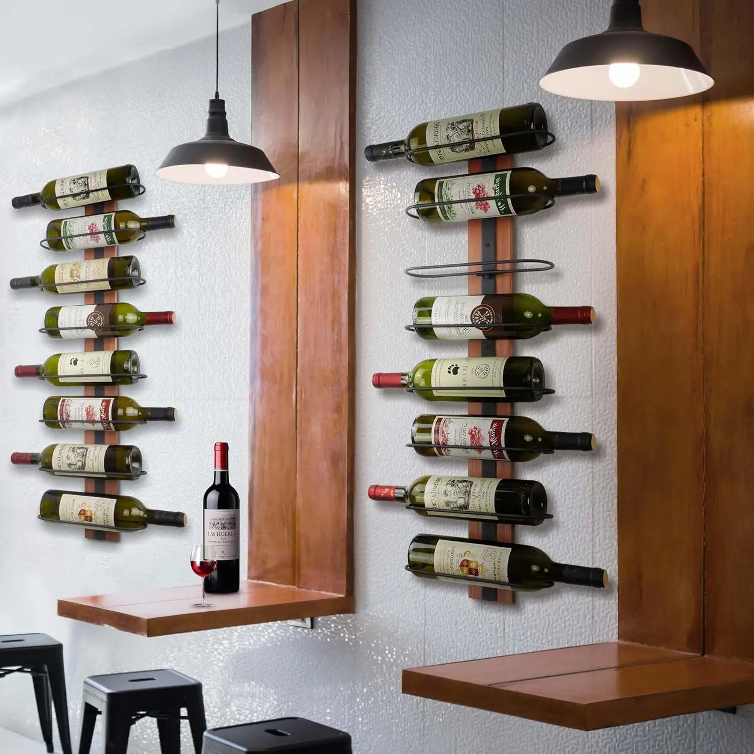 Custom Metal Hanging Wine Display Rack for 16 Bottles Floor to Ceiling Wine Glass Rack Holder Wine Rack Wall Mount for Bar