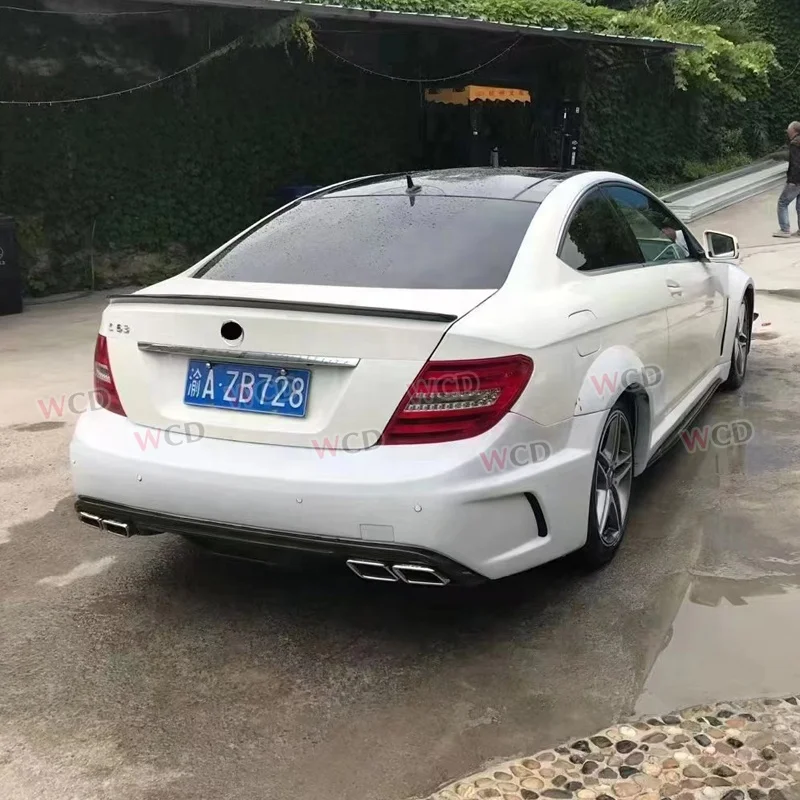FRP Wide Body Kit for Mercedes Benz C-Class W204 C63 C200 C300 Black Series Style Front Bumper Side Skirts Fender Hood Rear bar