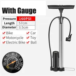 Portable 160PSI High Pressure Cycling Bike Floor Pump Air Inflator Schrader Presta Valve Road MTB Bicycle Tire Pump