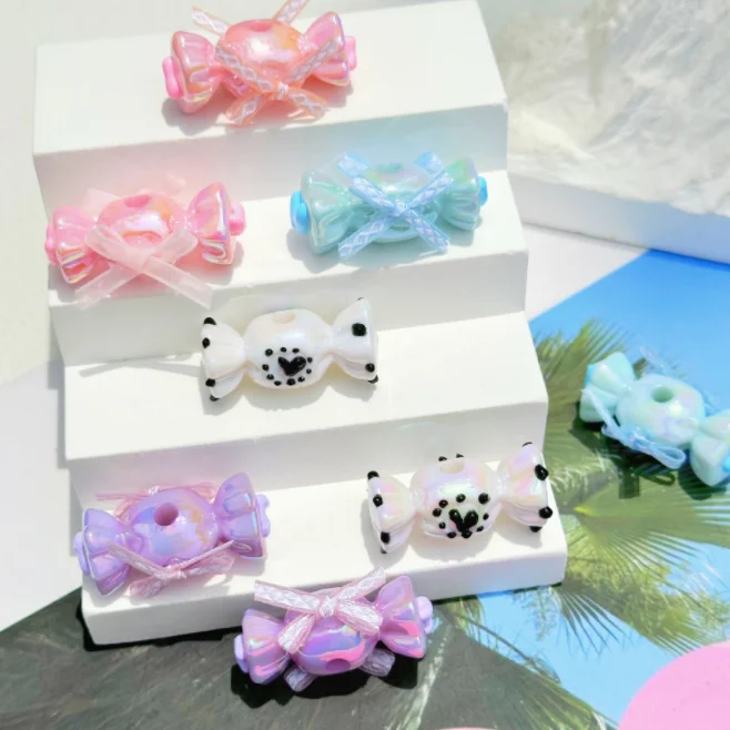 Candy Bow Plastic Hand Painted Beads Pen Bead Loose Beads For DIY Phone Chain Bracelet Making