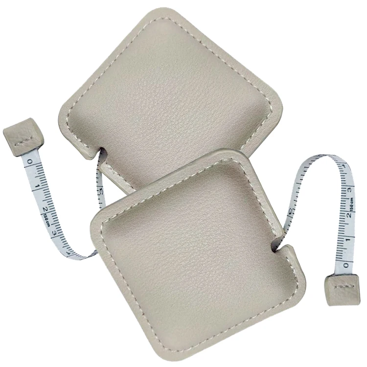 Custom Personalized Promotional Cheap Square Leather Mini Measuring Tape Key chain
