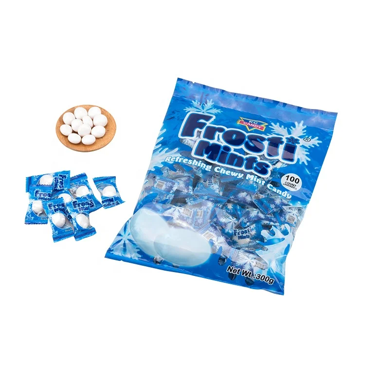 Оптовая продажа завод по производству конфет мятный вкус сладкая белая Жевательная упаковка желе конфеты синяя необычная Конфета