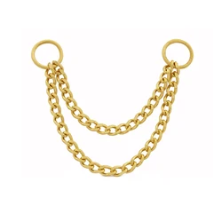 Wholesale Custom 14K Solid Gold Nose Cartilabe Hiphop Piercing Connection Cuban Chain Charms 18K