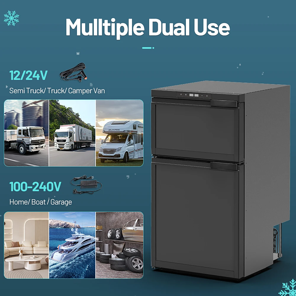 Alpicool DR80 Big Capacity Car Refrigerator 12V Dual Use Cooler Compressor Car Cooler Portable Camping Freezer