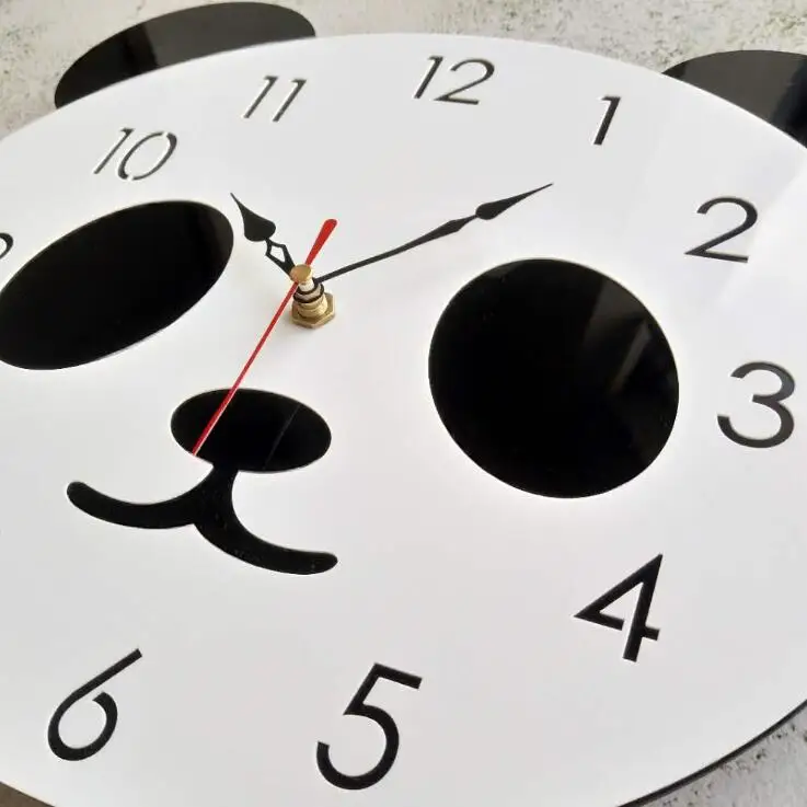 PMMA Acrylic Hanging Wall Clock with mute movement with Panda shape