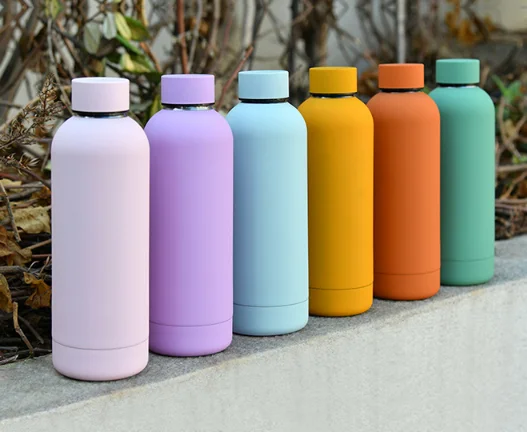 Milk water bottles Rubber paint 304 stainless steel coke bottle vacuum flask outdoor travel straight small mouth sports bottle
