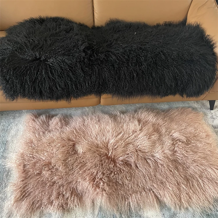 New Mongolian Fur Sheep Skin Large Ivory Genuine Sheepskin Rug