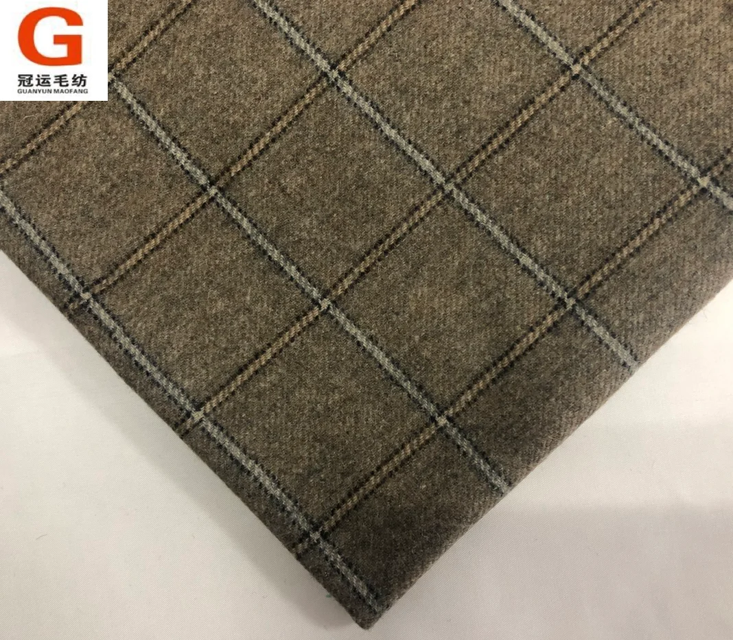 Wool fabric mill direct supply plaid tartan customize cashmere wool fabric