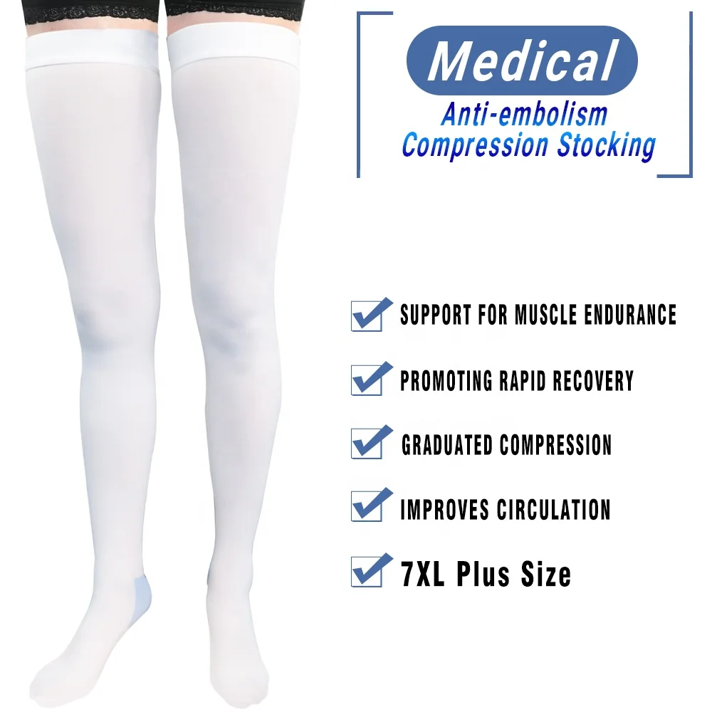 Medical anti-thrombosis pressure stockings, white medical rehabilitation thrombosis socks and thigh breathable pressure bandage