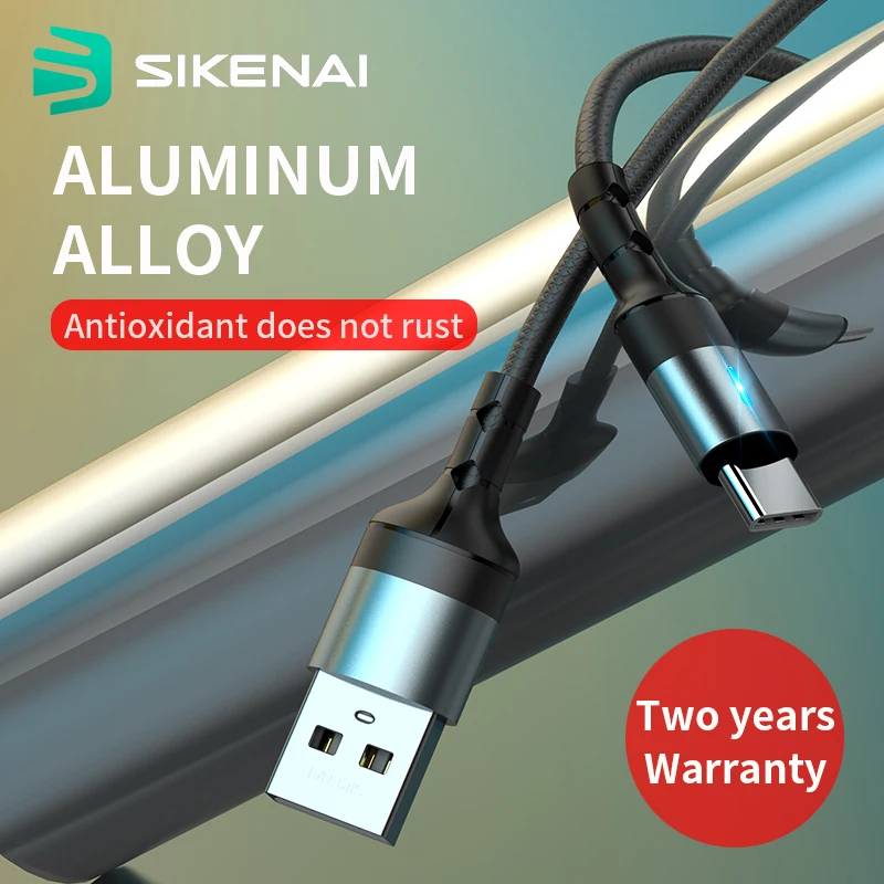 Sikenai 5A Смарт данных при отключении питания USB кабель для передачи Type-C с функцией быстрой зарядки