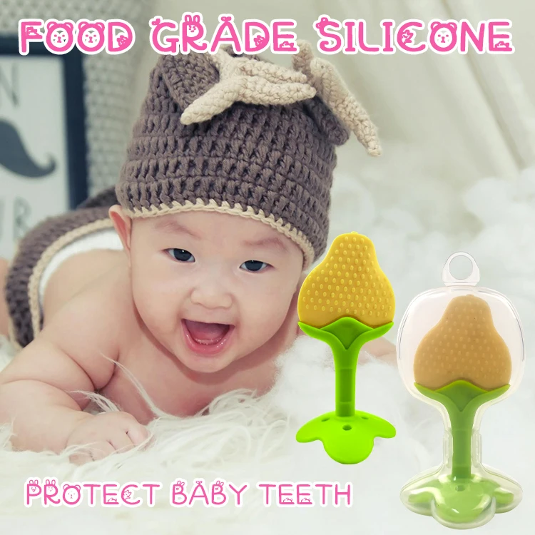 OBJ OEM/ODM baby food grade silicone teether baby teething stick Deer fruit style children banana teether wholesale