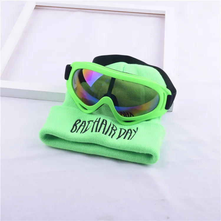 Wholesale INS Embroidery Beanie Sunglasses Set Knitted Winter Hats Fashion Beanies for Women Men