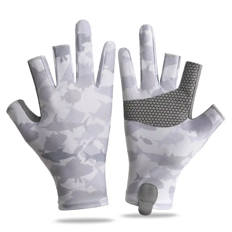 Oem Wholesale Uv Protection Fishing Gloves Waterproof 5 Cut Finger Anti-slip Fishing Glove Fingerless Fish Gloves For Work Fish