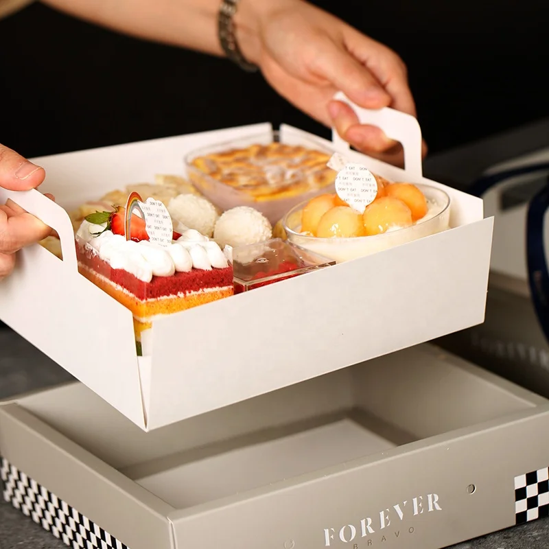 4 Cubes 6 Cupcakes Dessert Doggy Box Transparent Doughnuts Pastry Mousse Puffs Afternoon Tea Combo
