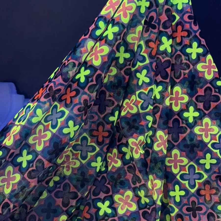 High visibility fluorescent digital printed sheer fashion sarong beach wrap fabric