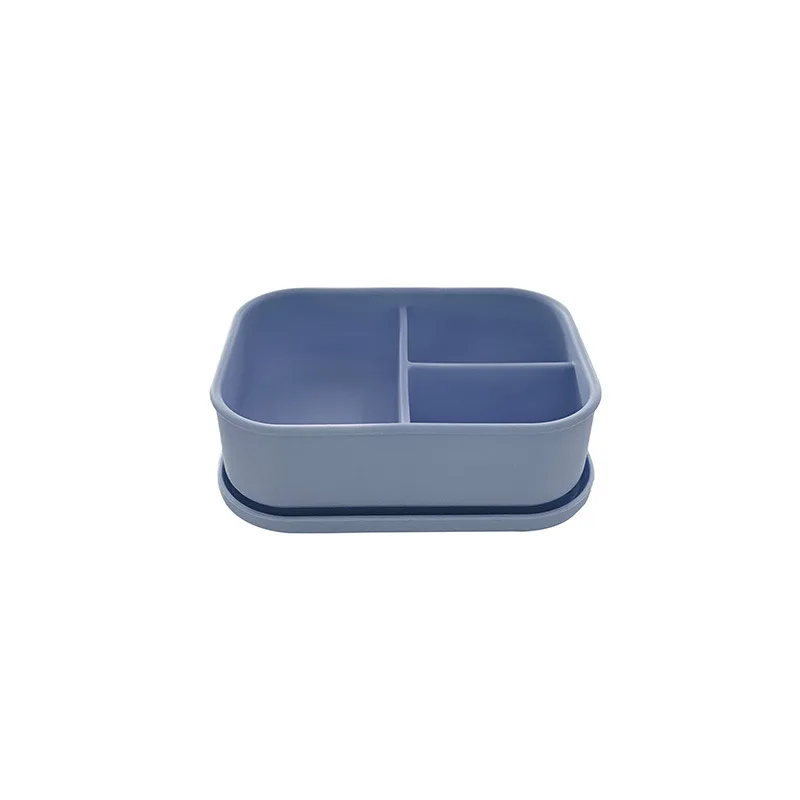 Household items  BPA free 3 Compartment 850ml Lunch Box Silicone Microwave Safe Plastic Bento box for Office School