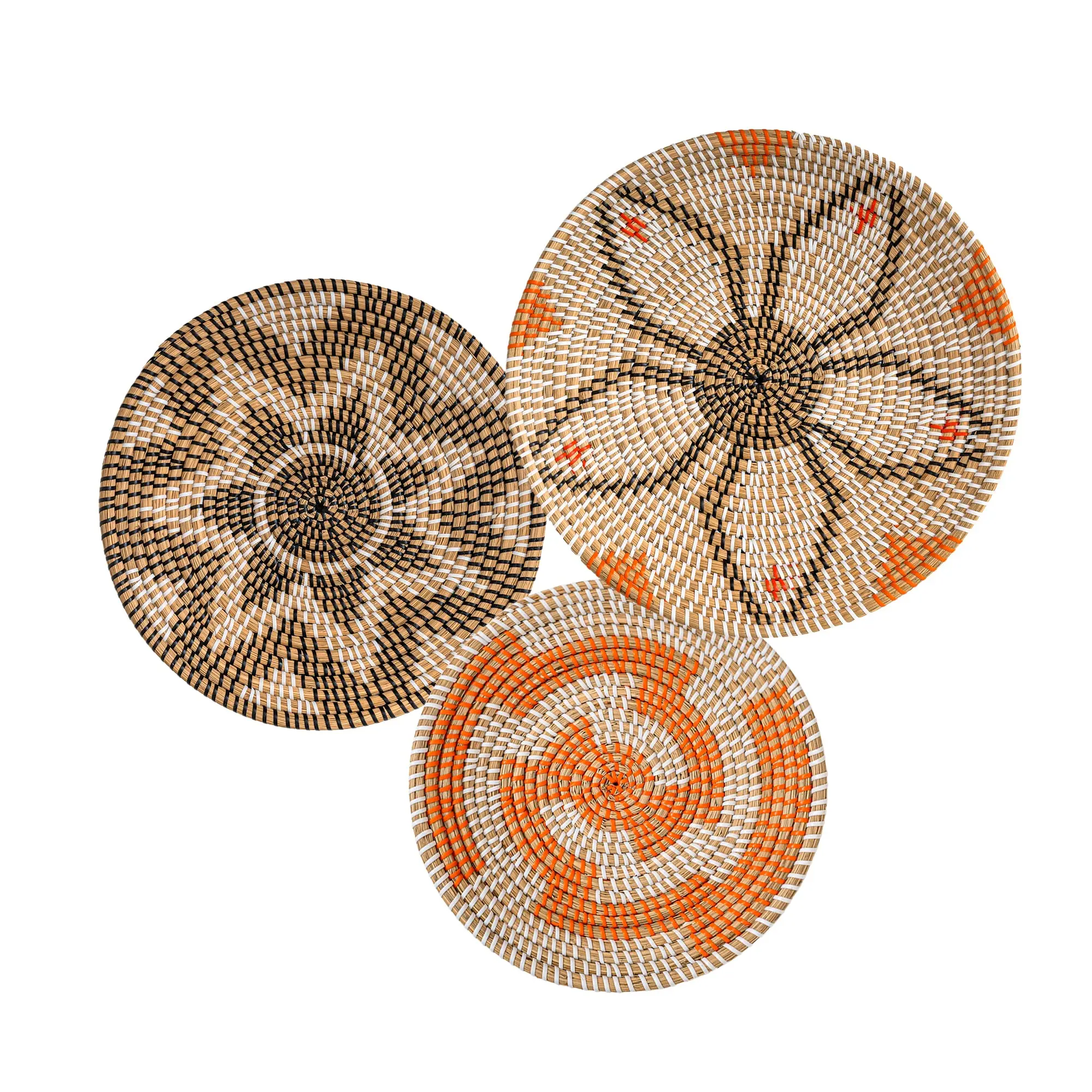 Vietnamese Home Decor Round Seagrass Willow Handwoven Wall Hanging Basket Decorative Woven Wall Basket Decor