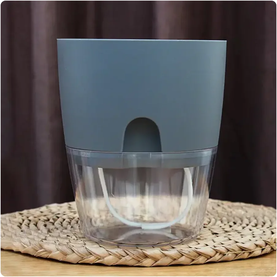 Transparent Plastic Flower Pot Self Absorbing Large Plant Pot Creative Double Layer Water Storage Lazy Automatic Green Planter